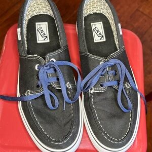 Vans Black Sneakers with Blue Laces